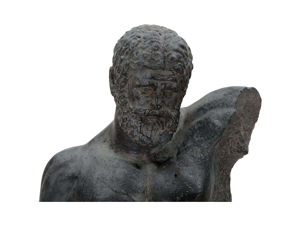 Zwarte harssculptuur met metalen voet 26x22x57,5 cm
