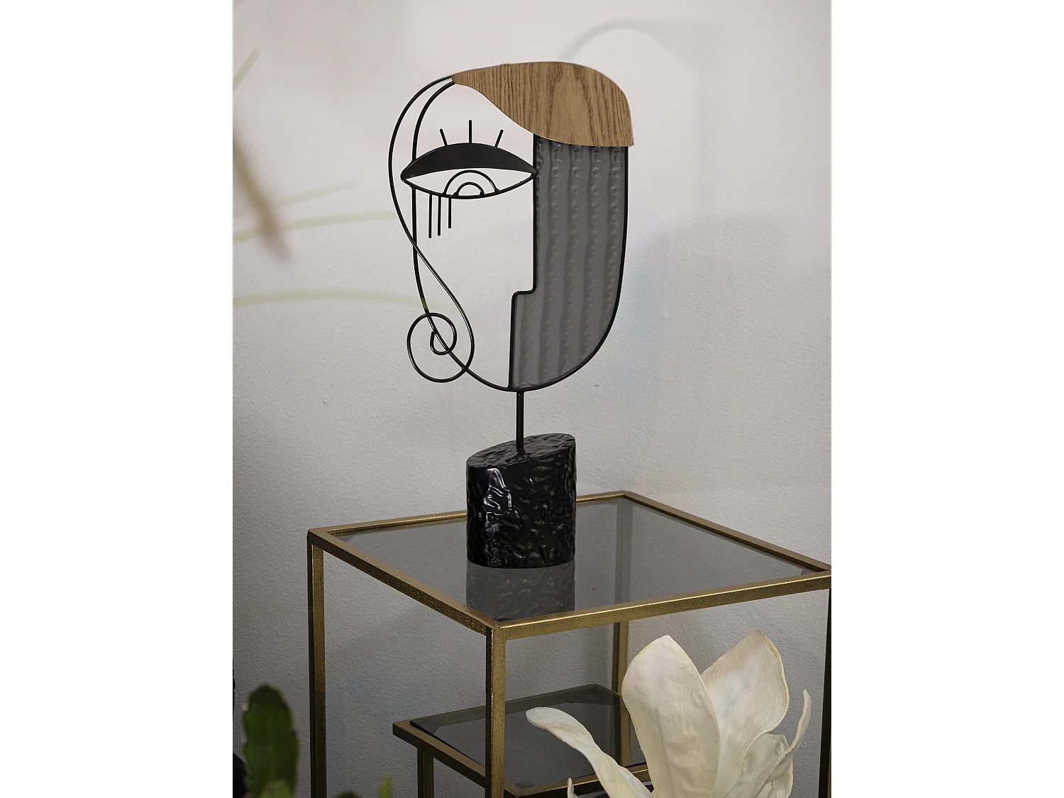 Sculpture Visage Abstrait en Métal "Picassy" 49cm Multicolore