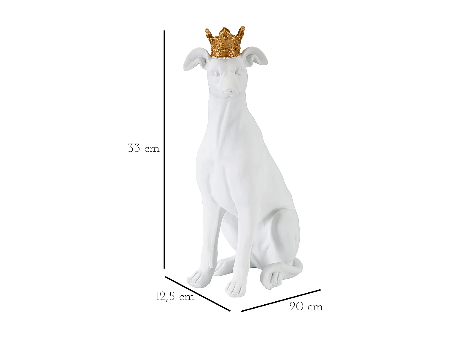 Statuette Déco Chien "Couronne" 33cm Blanc