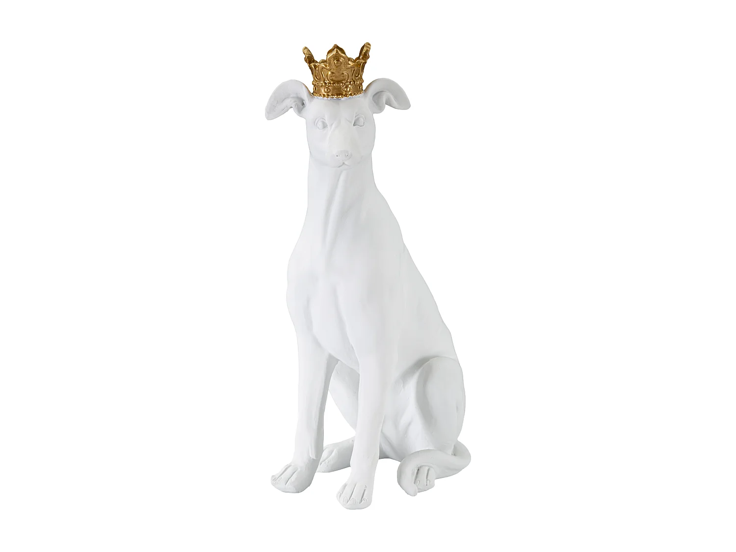 Statuette Déco Chien "Couronne" 33cm Blanc