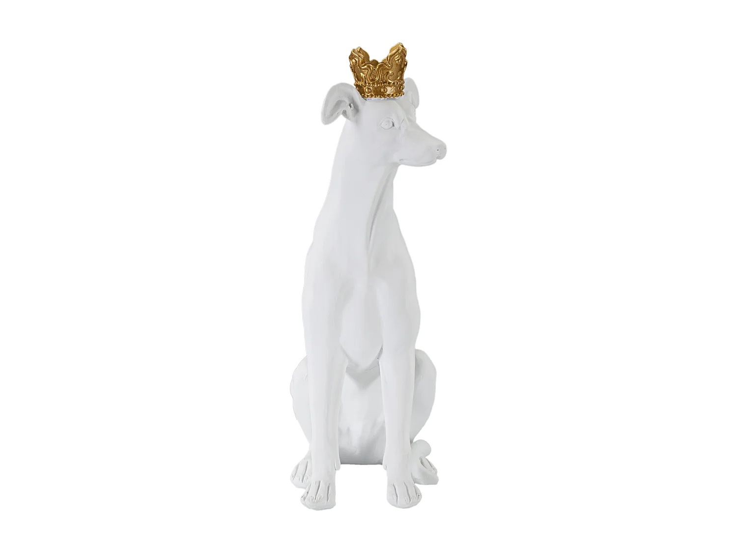 Statuette Déco Chien "Couronne" 33cm Blanc
