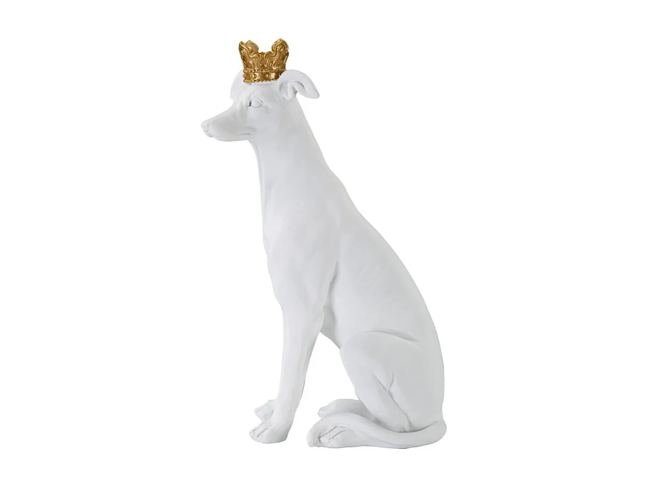 Statuette Déco Chien "Couronne" 33cm Blanc