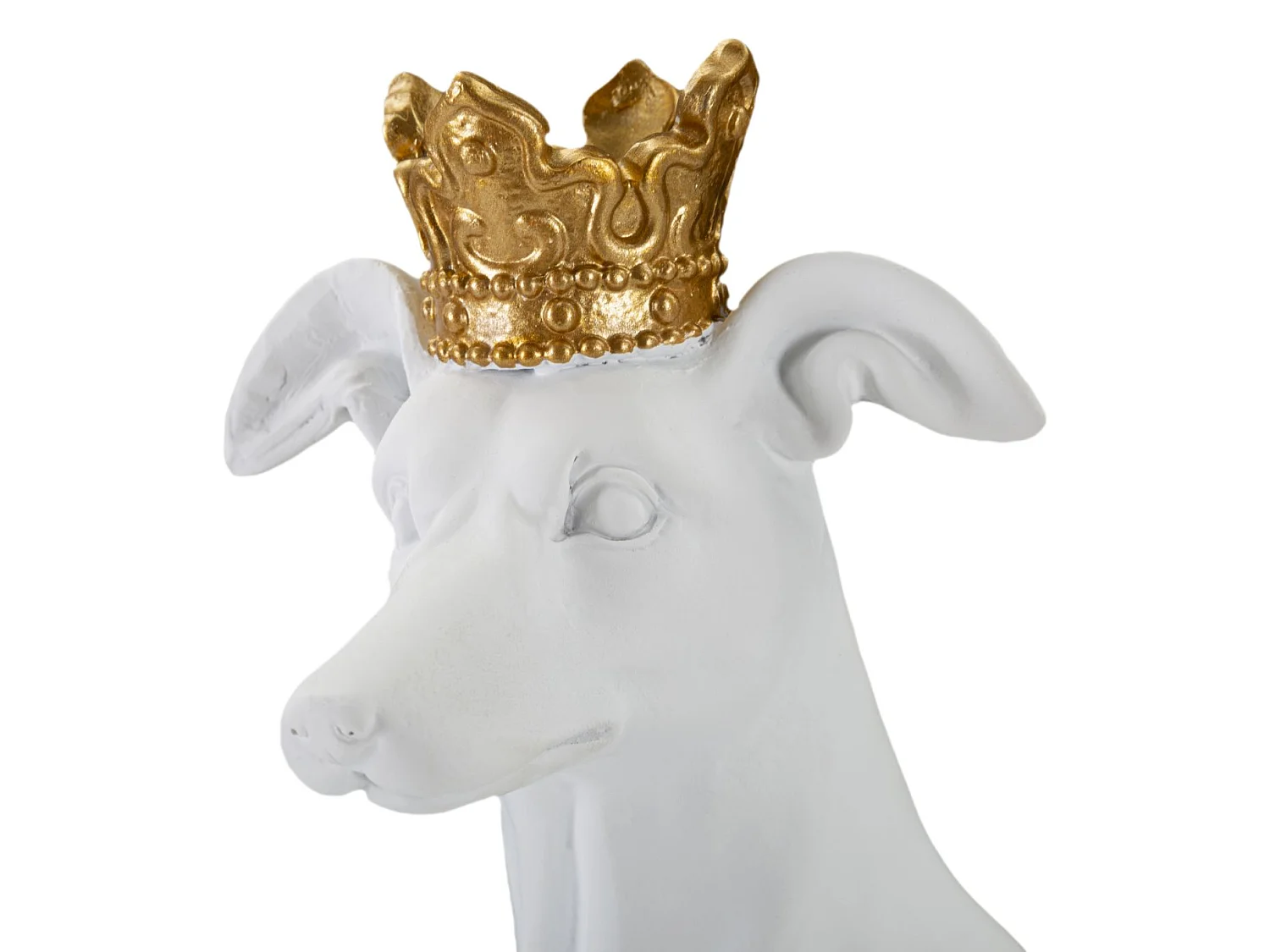 Statuette Déco Chien "Couronne" 33cm Blanc
