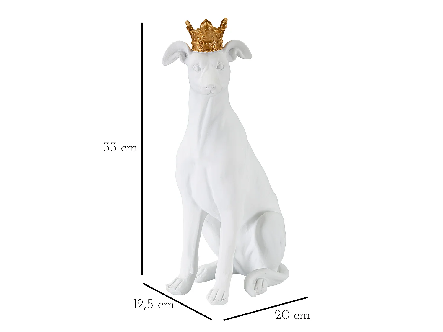 Statuette Déco Chien "Couronne" 33cm Blanc