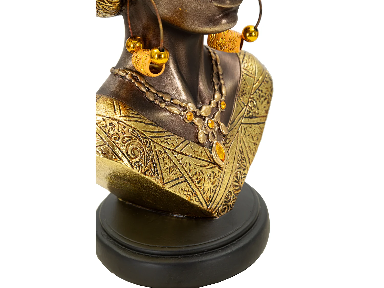 Buste Femme Africaine en Résine "Nairobi" 28cm Or