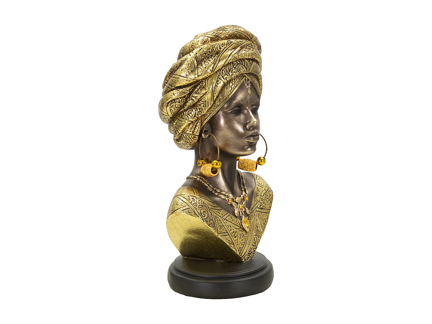 Buste Femme Africaine en Résine "Nairobi" 28cm Or