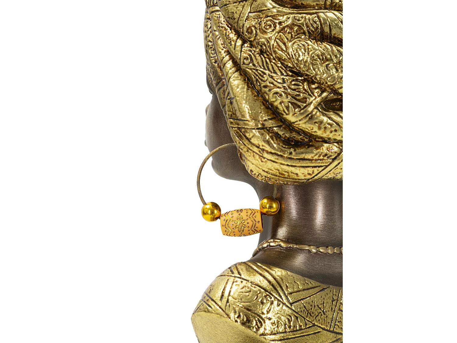 Buste Femme Africaine en Résine "Nairobi" 28cm Or