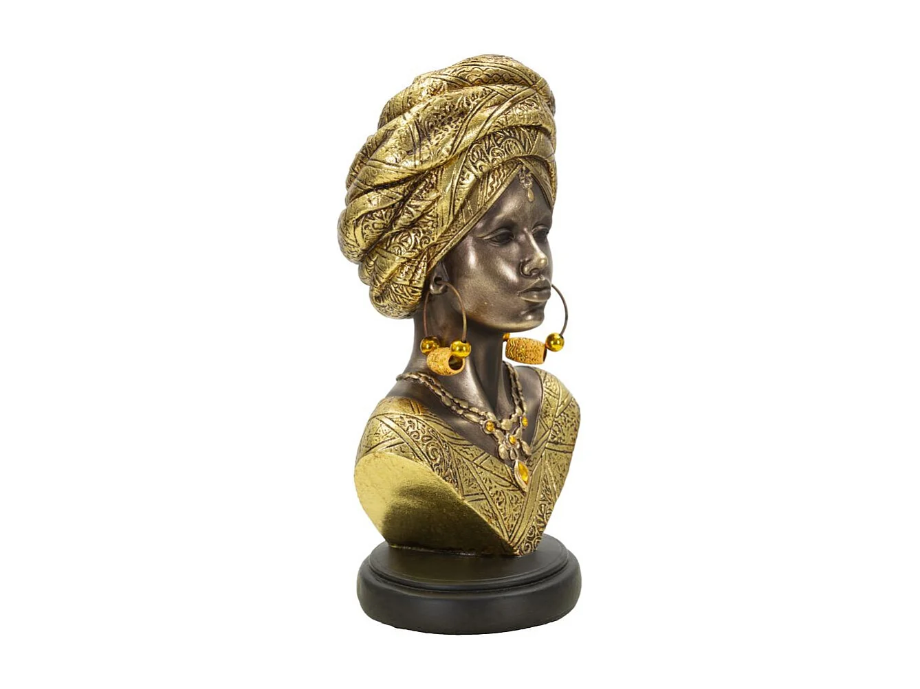 Buste Femme Africaine en Résine "Nairobi" 28cm Or