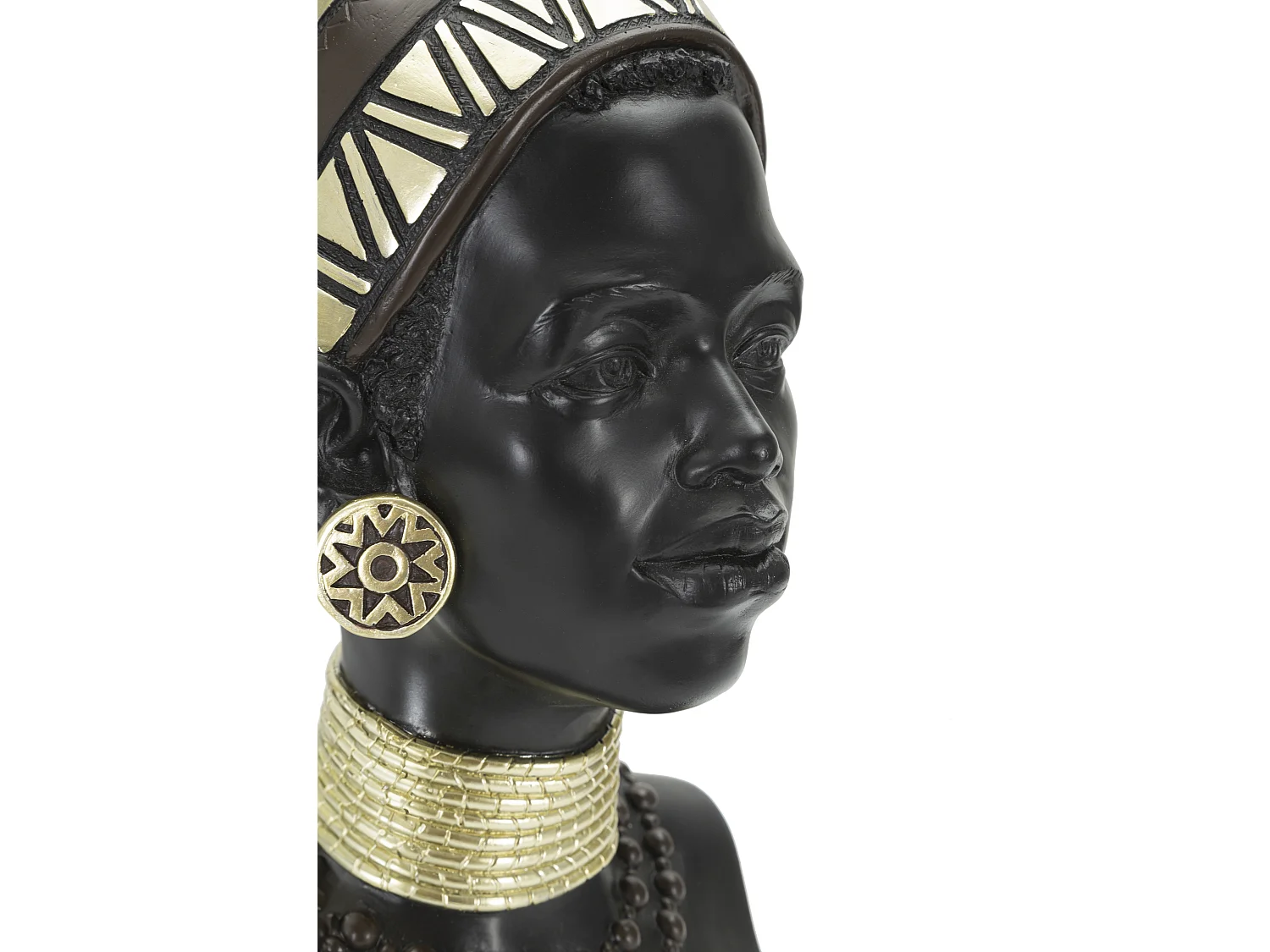 Statuette Tête Femme Tribu "Massai" 38cm Noir