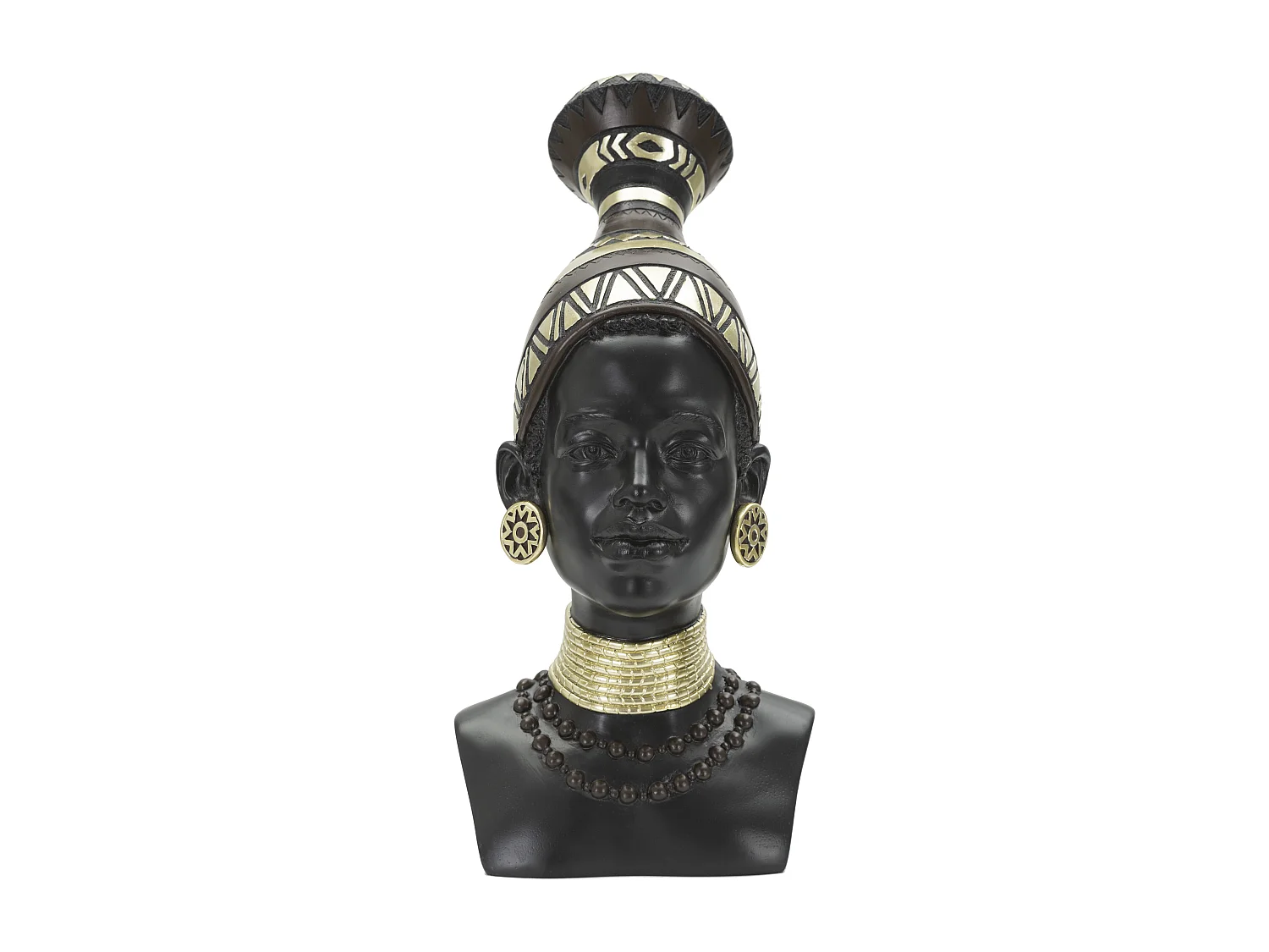 Statuetta a forma di testa di donna in resina nera cm 23x19x38,5