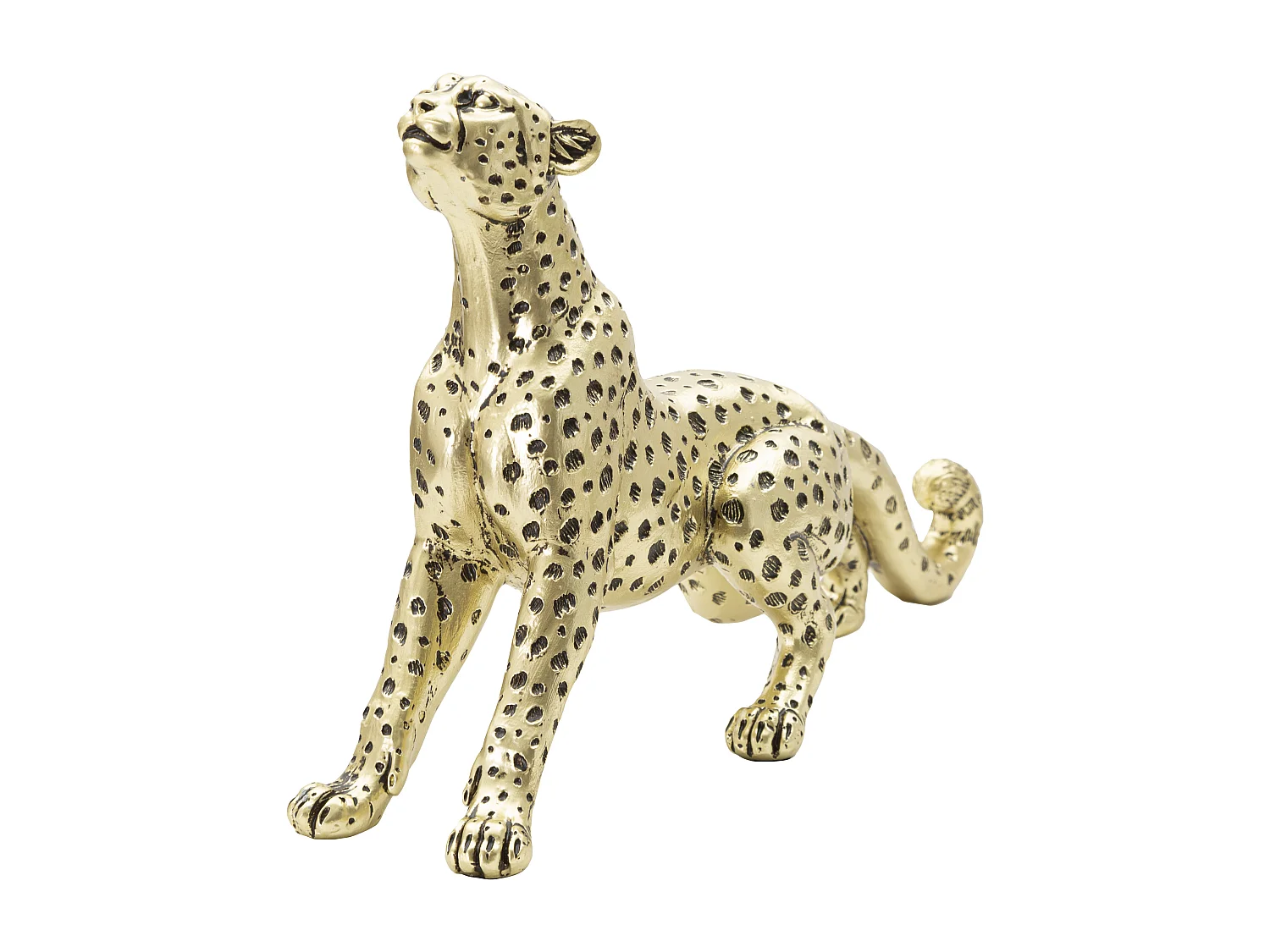 Statua di leopardo in resina dorata cm 33x7,7x19,5