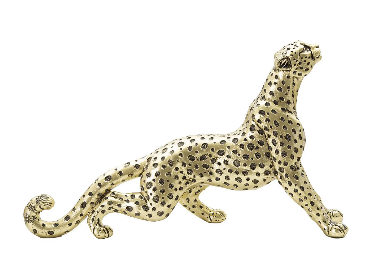 Statua di leopardo in resina dorata cm 33x7,7x19,5