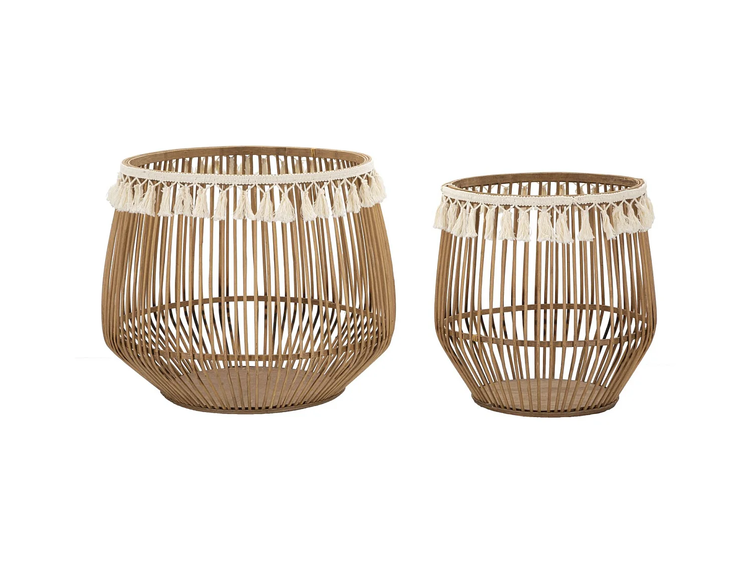 Lot de 2 paniers en rotin marron Ø 47x39,5-34x36,5 cm
