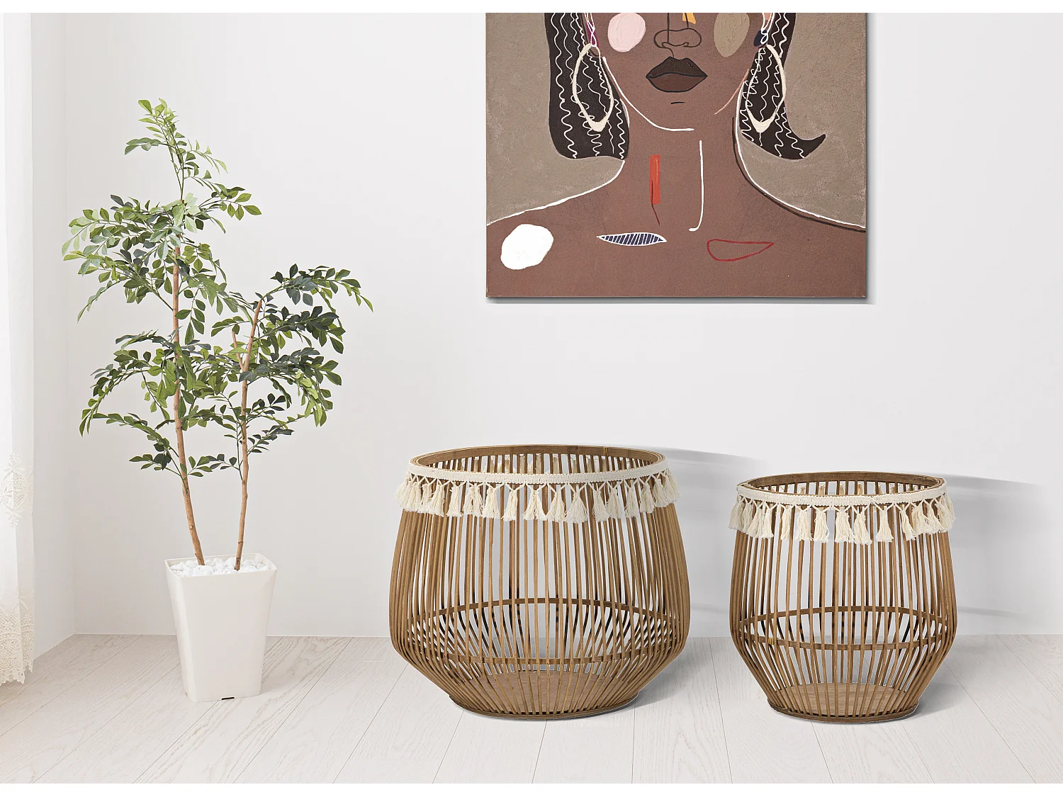 Lot de 2 Paniers Déco "Fuji" 47cm Naturel