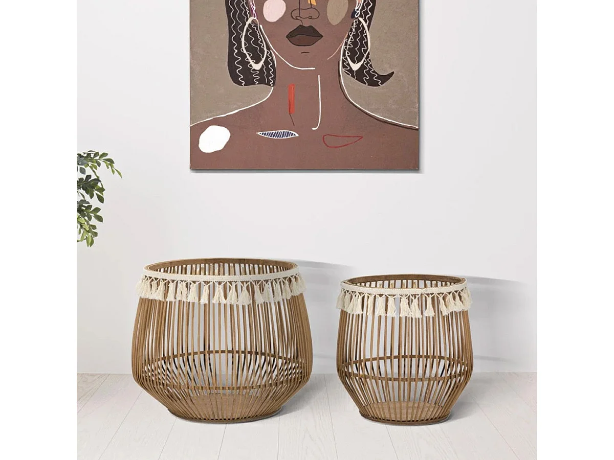 Lot de 2 Paniers Déco "Fuji" 47cm Naturel