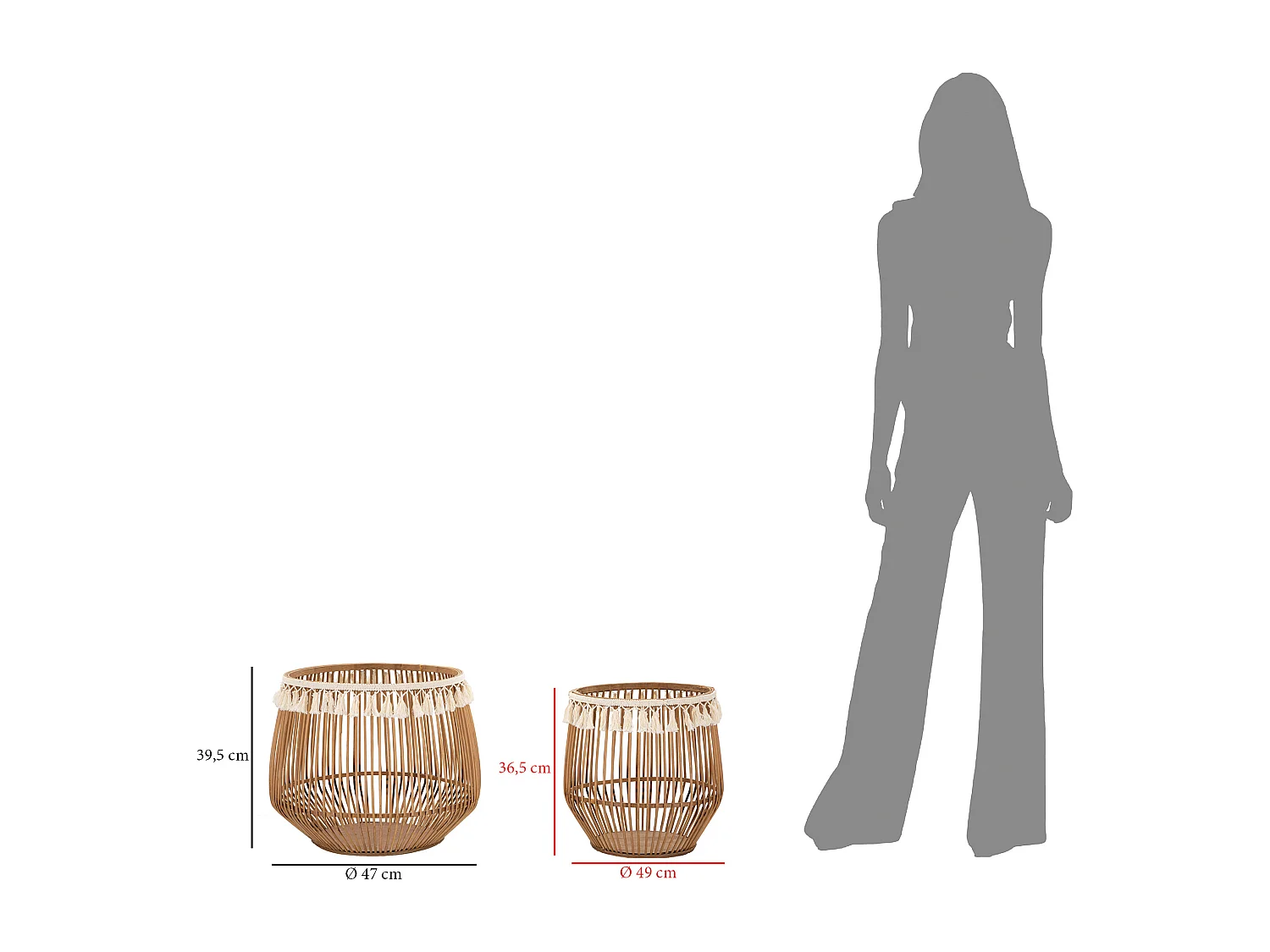 Lot de 2 Paniers Déco "Fuji" 47cm Naturel