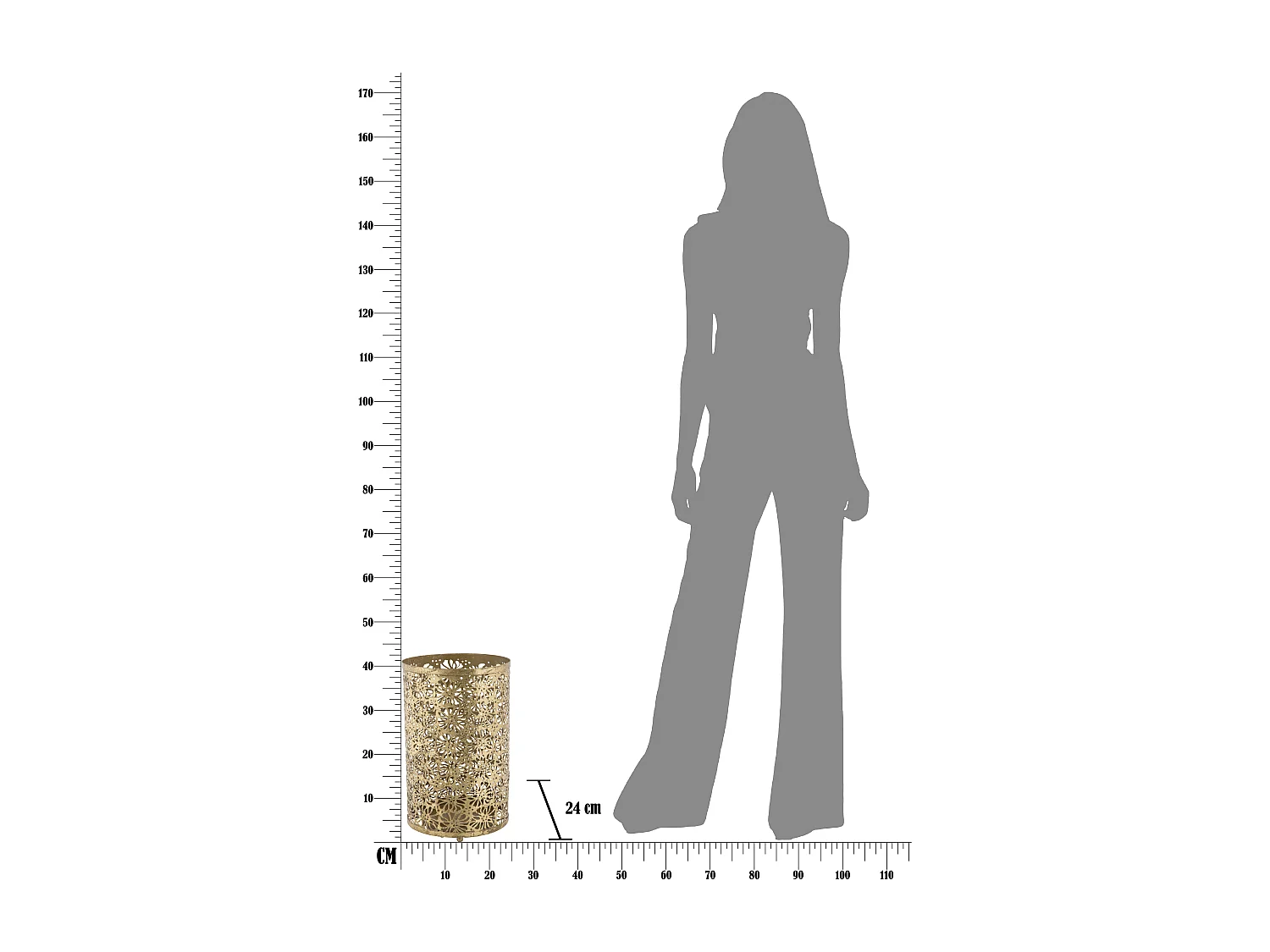 Portaombrelli intagliato in metallo dorato Ø cm 24x42