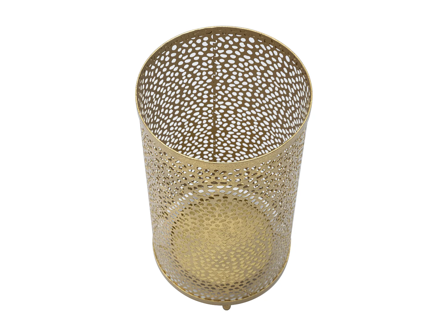 Porte parapluie sculpté en métal doré Ø 24x43 cm