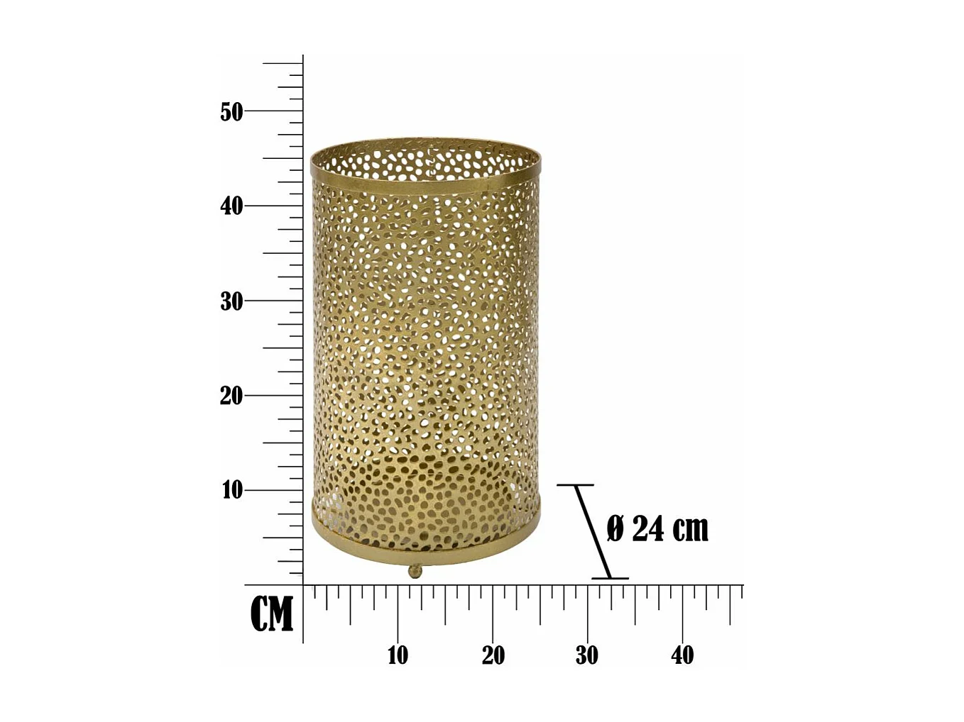 Porte parapluie sculpté en métal doré Ø 24x43 cm
