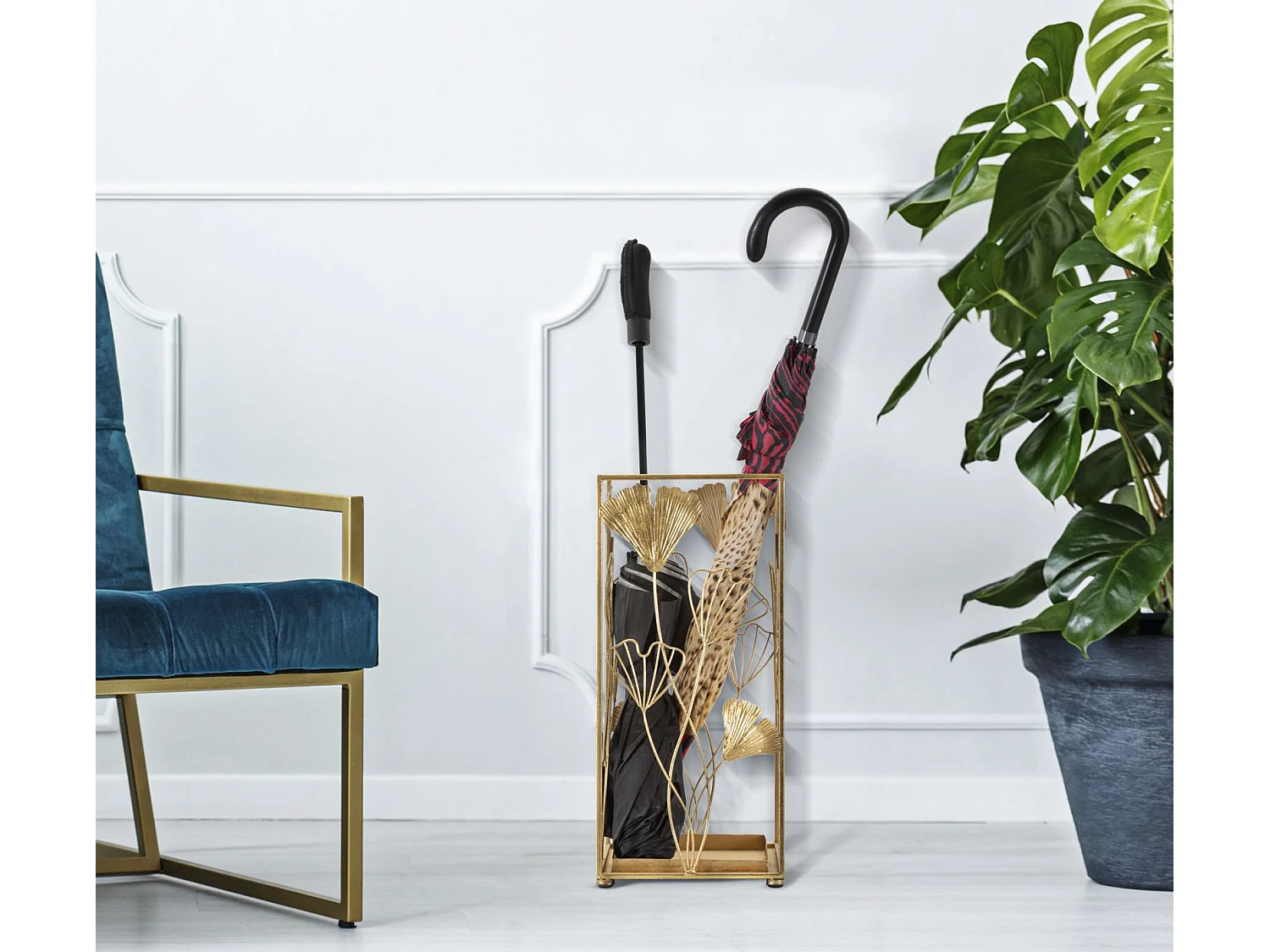 Porte-Parapluies Design "Leaf" 48cm Or