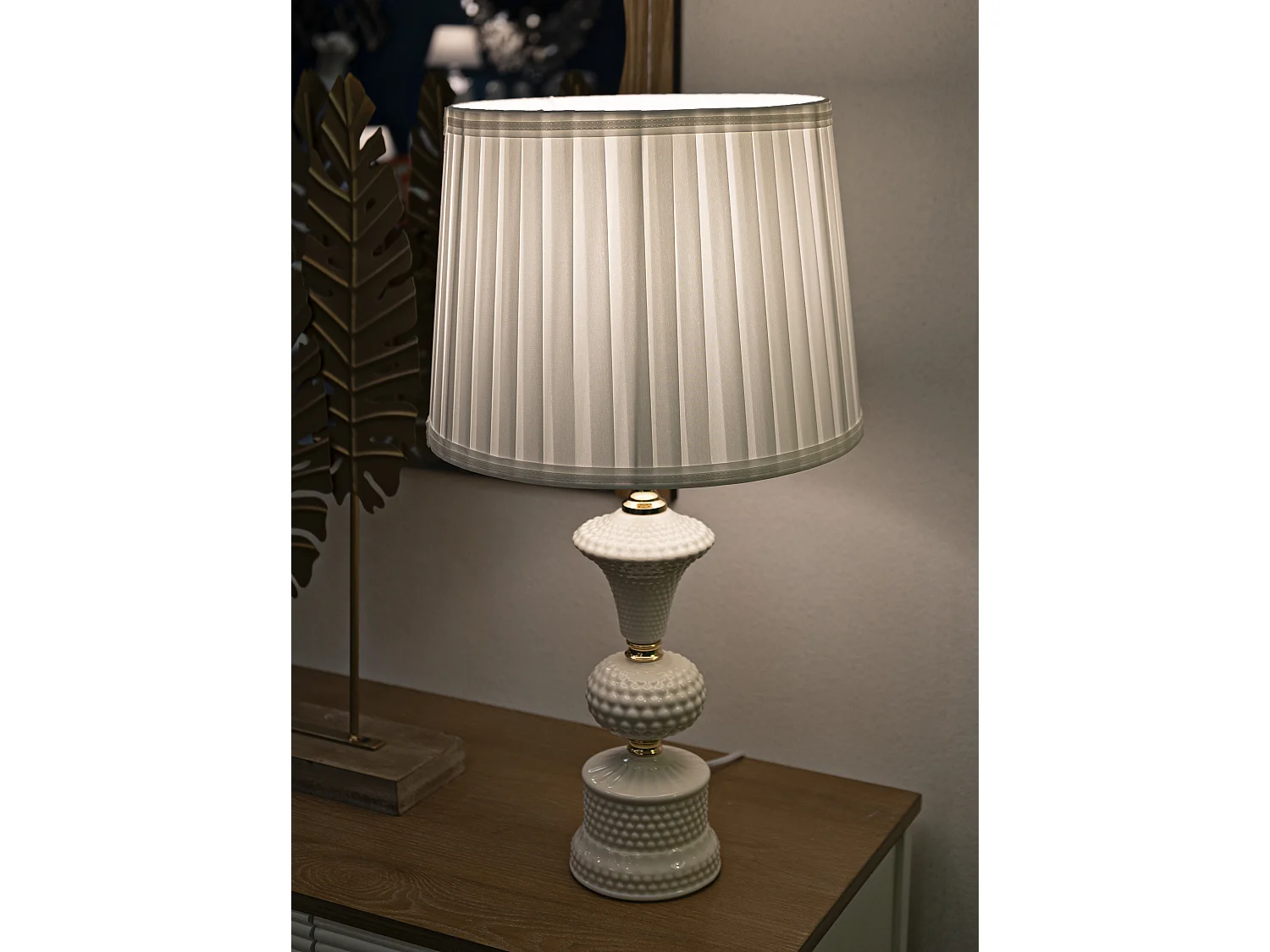 Lampe à Poser en Céramique "Caserta" 57cm Blanc & Or