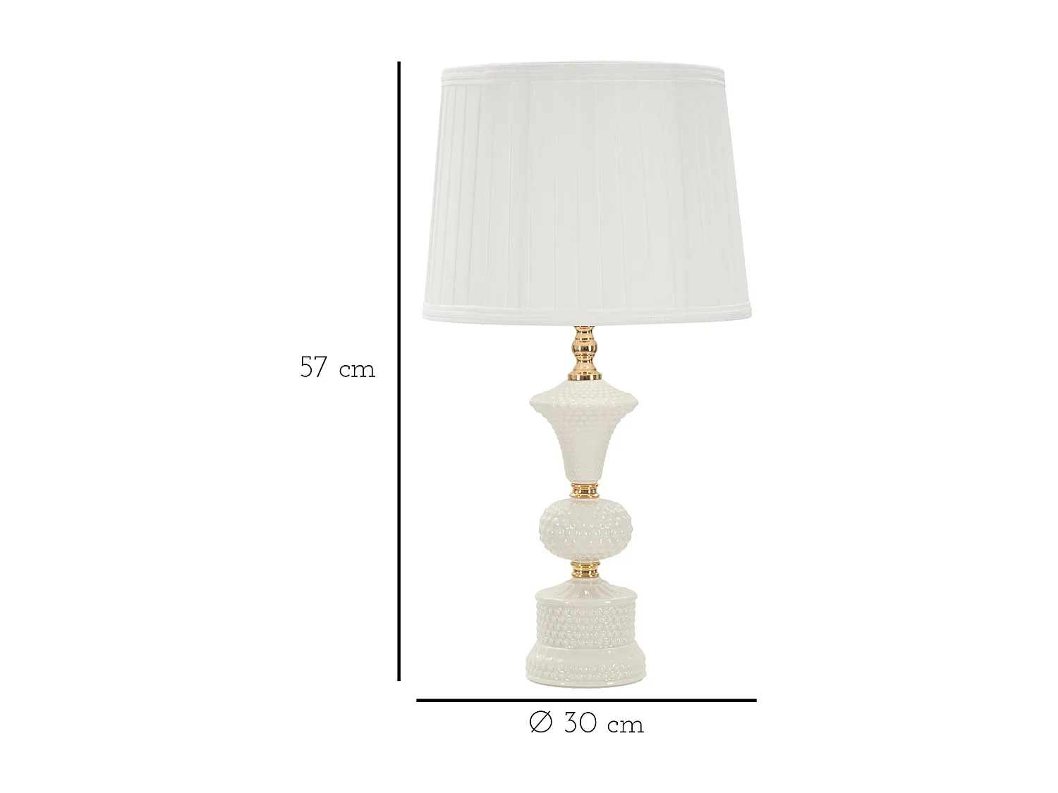 Lampe à Poser en Céramique "Caserta" 57cm Blanc & Or