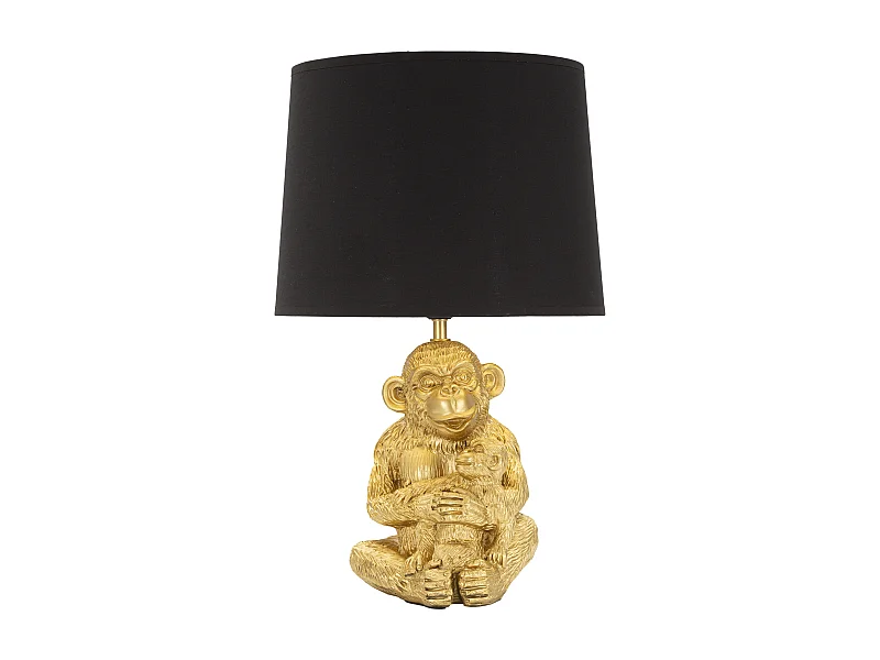 Lampe à Poser Design "Monkey Mum" 49cm Or & Noir