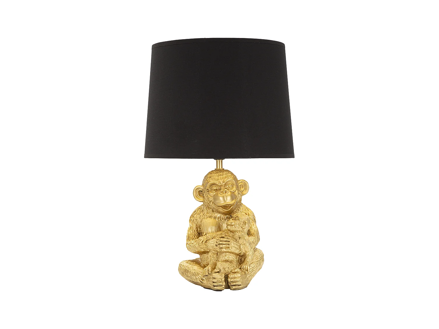 Lampe à poser Golden Monkey - Design décoratif intéressant - Dimensions : Ø 30 cm x H 49 cm - Matériaux : Résine, Fer, Papier et Tissus