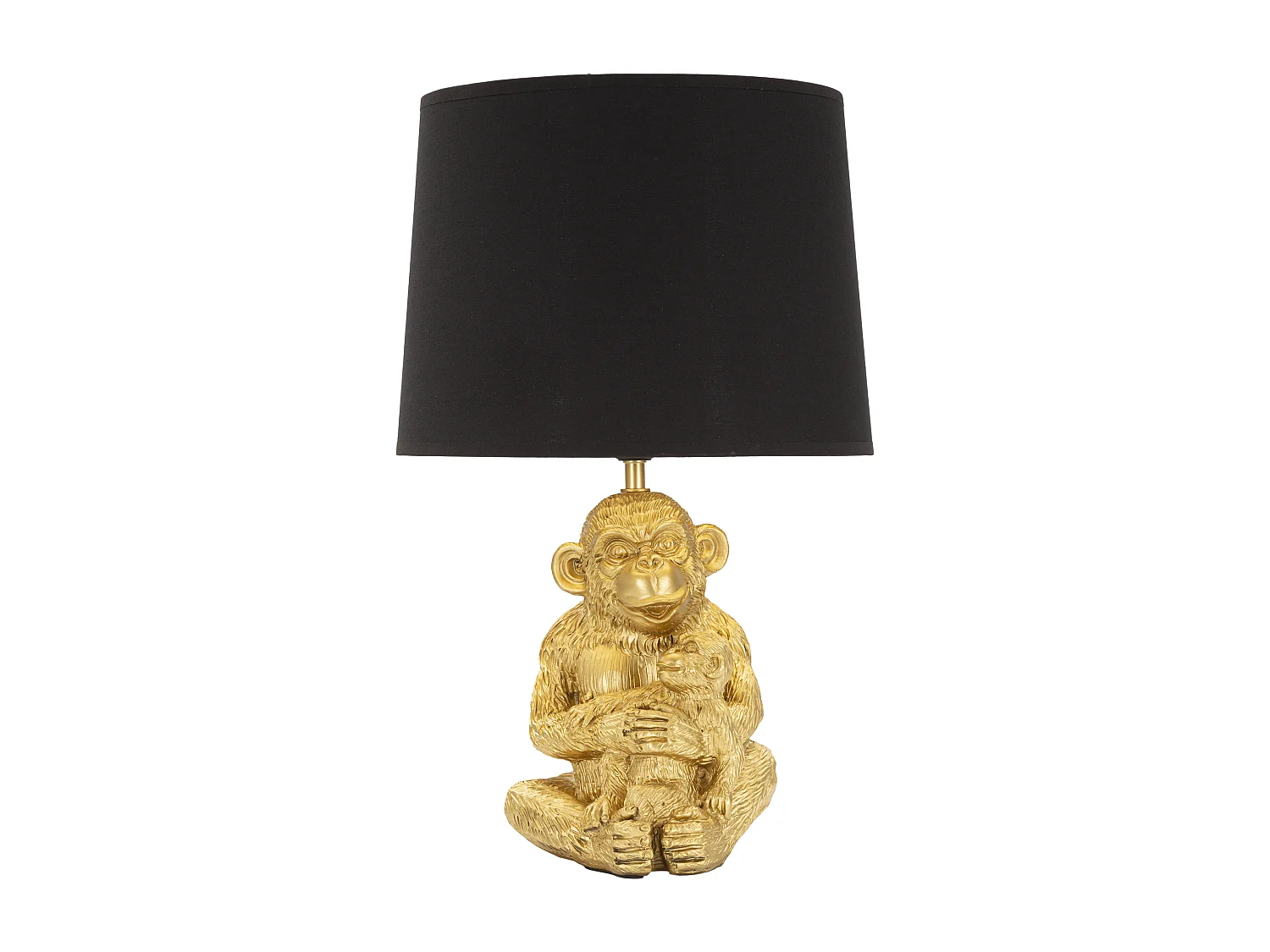 Lampe à Poser Design "Monkey Mum" 49cm Or & Noir