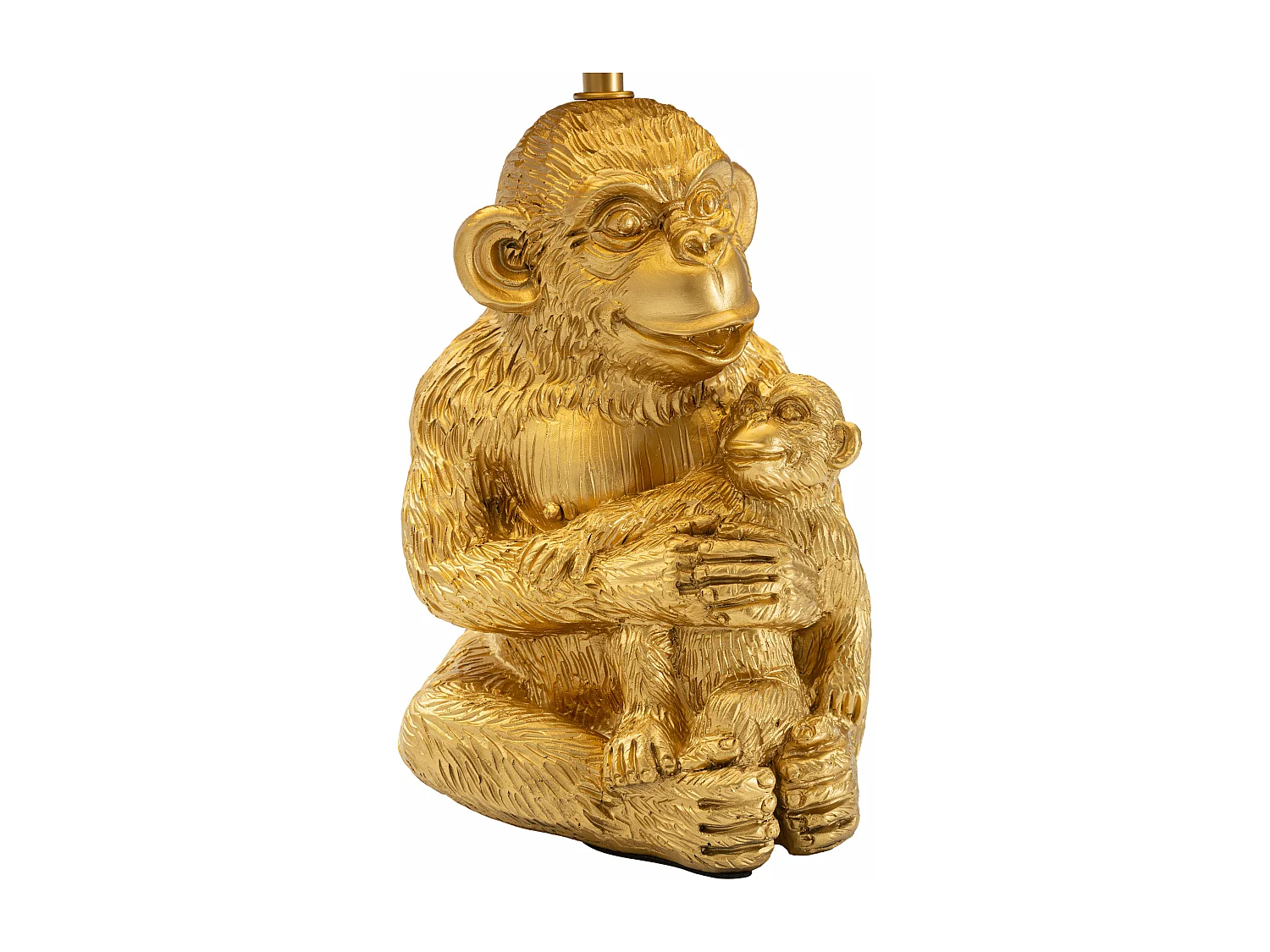 Lampe à Poser Design "Monkey Mum" 49cm Or & Noir