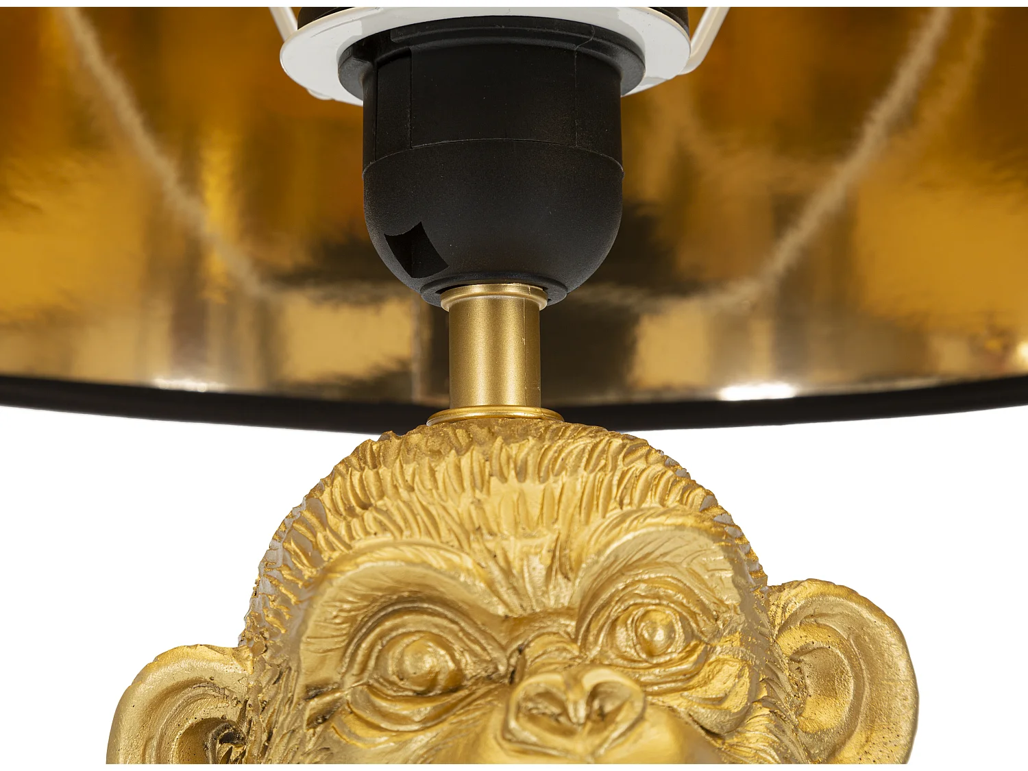 Lampe à Poser Design "Monkey Mum" 49cm Or & Noir