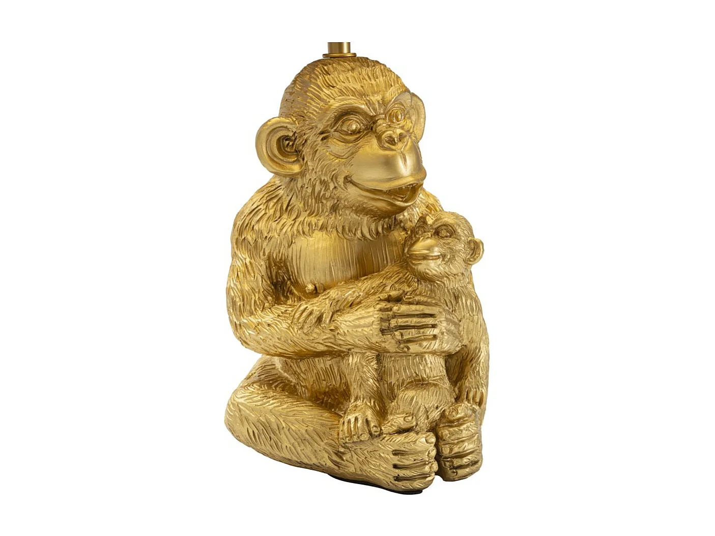 Lampe à Poser Design "Monkey Mum" 49cm Or & Noir