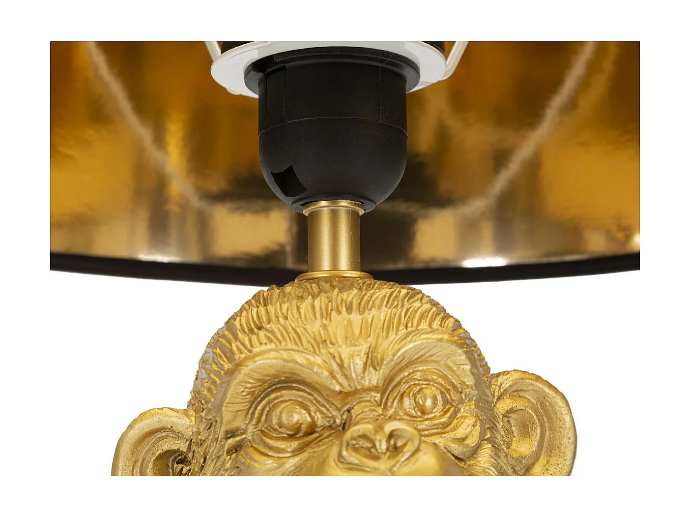 Lampe à Poser Design "Monkey Mum" 49cm Or & Noir