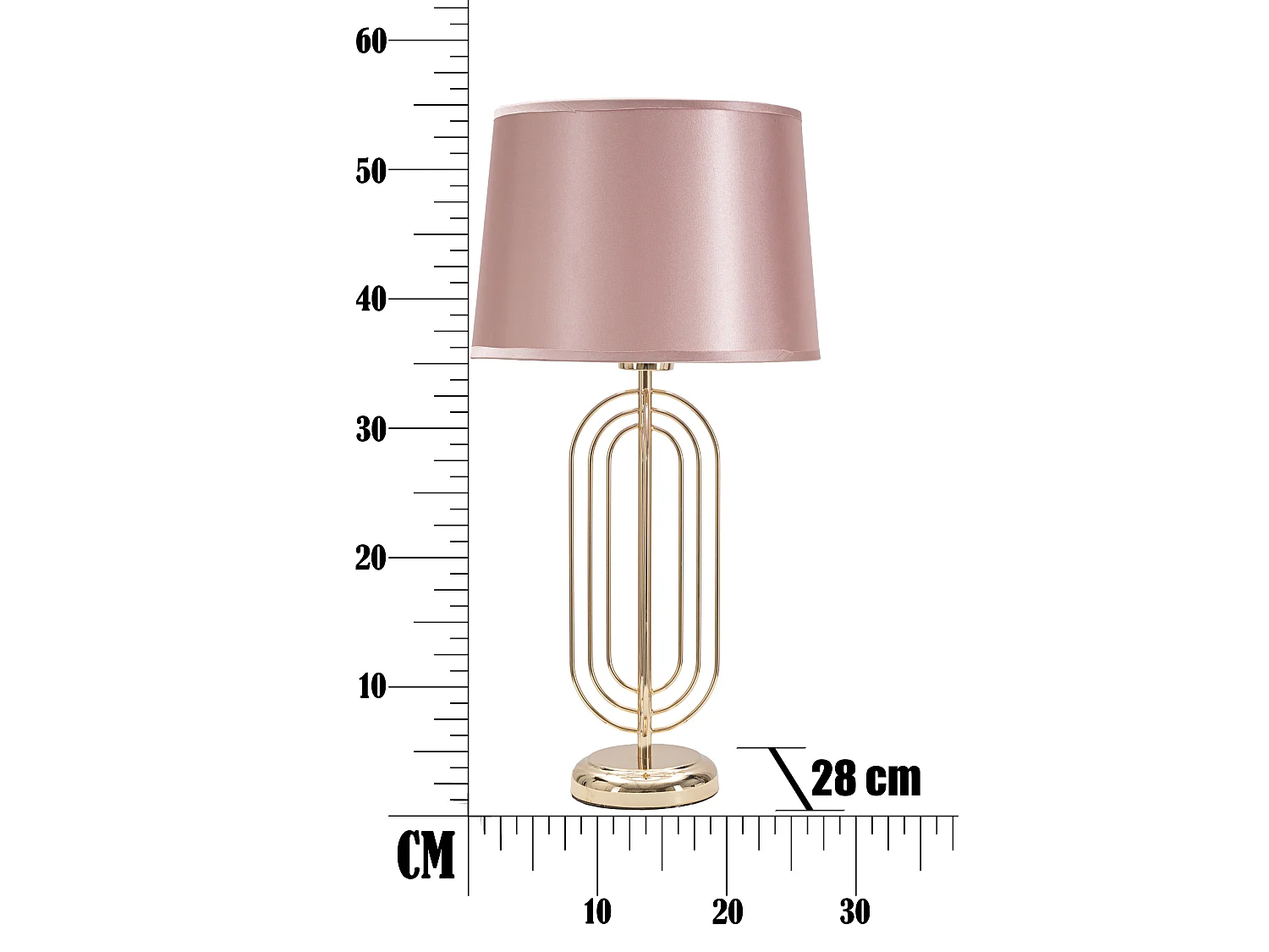 Lampe à Poser Design en Métal "Krista" 55cm Rose & Or