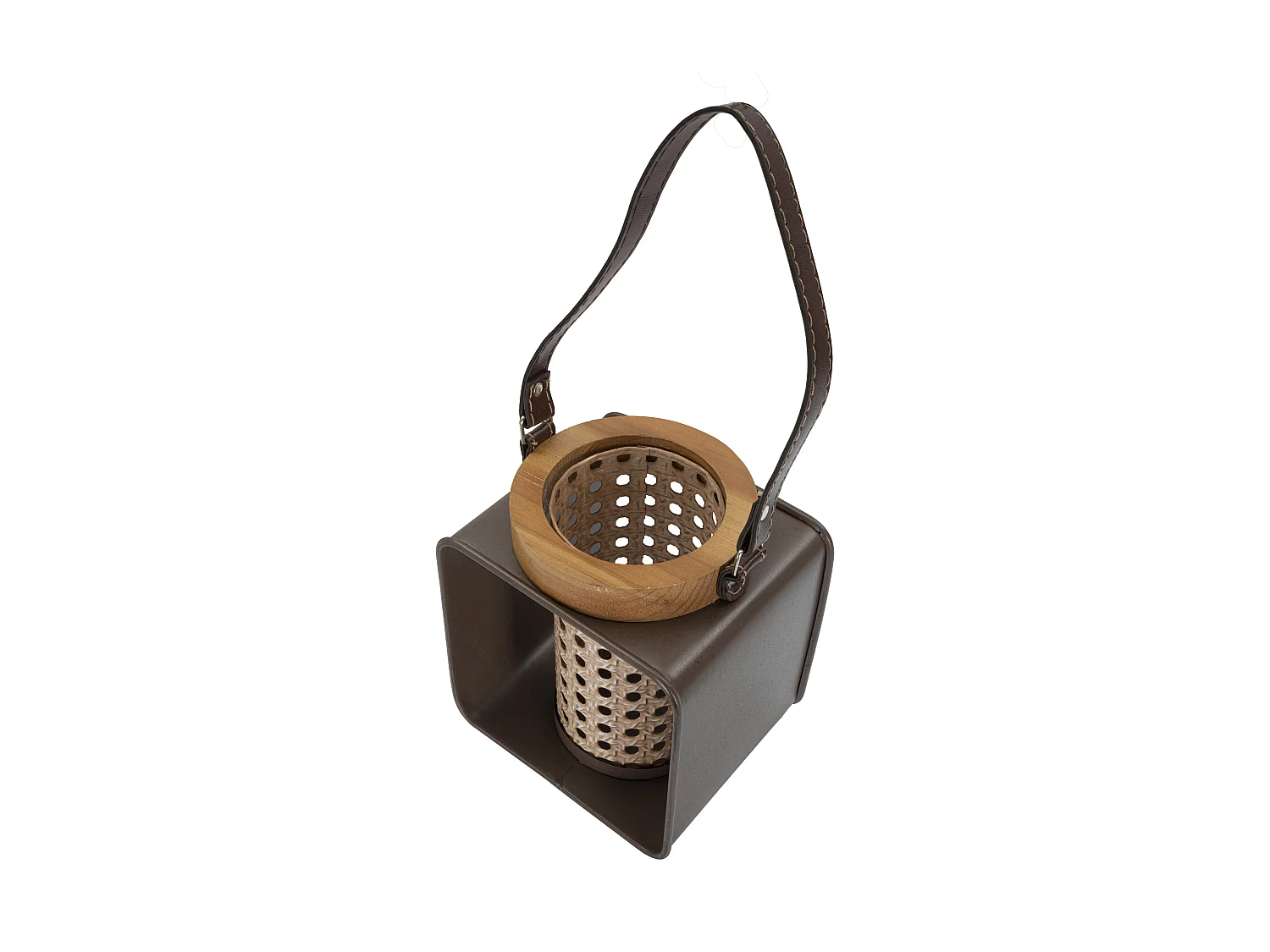 Lanterne en Métal Effet Rotin "Vintage" 20cm Multicolore