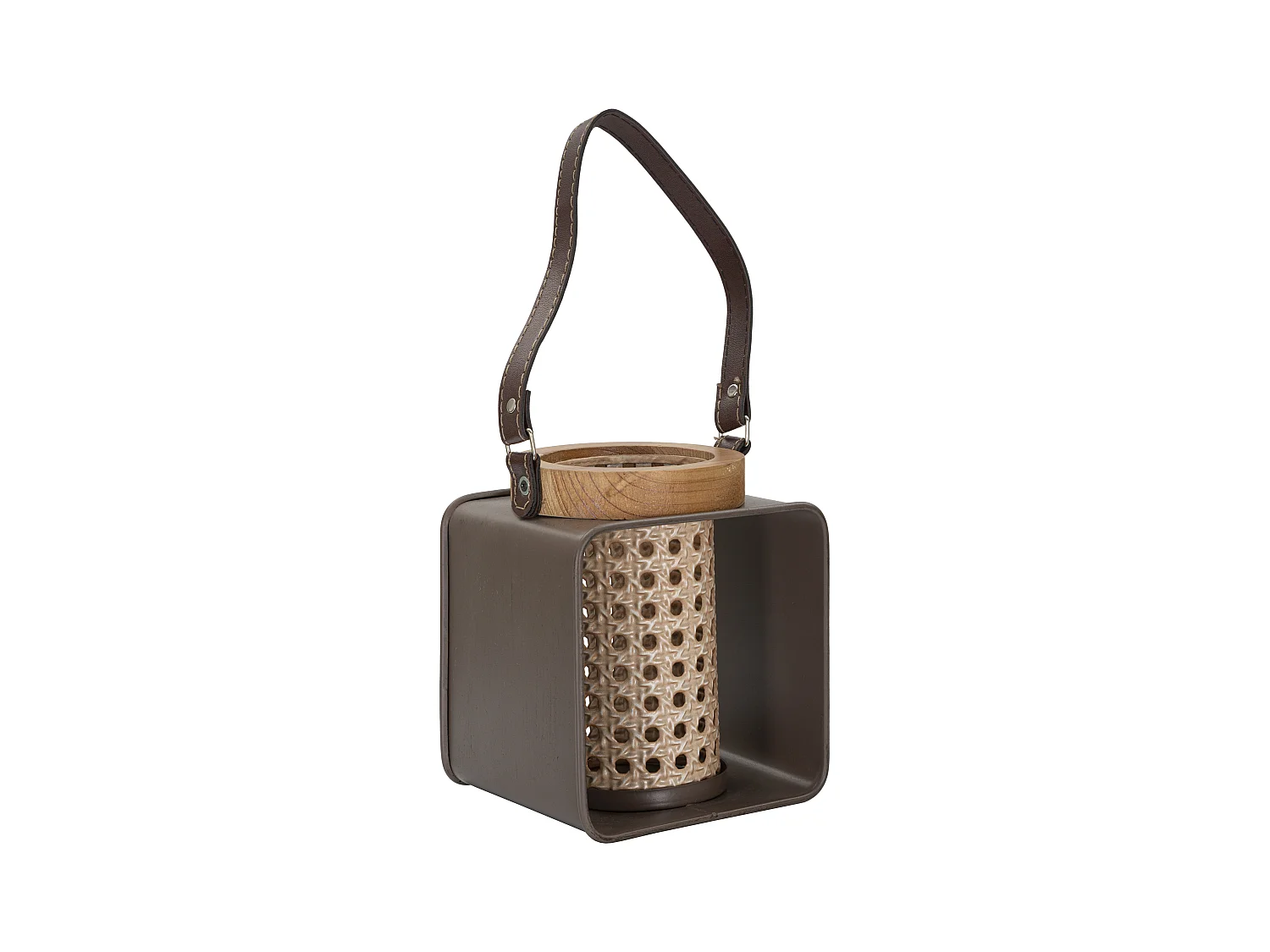Lanterne en bois marron 16x13x20 cm
