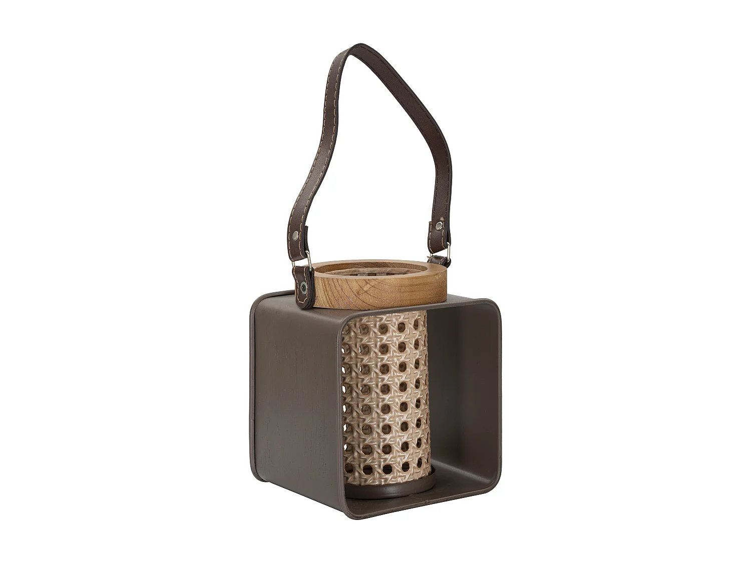 Lanterne en Métal Effet Rotin "Vintage" 20cm Multicolore