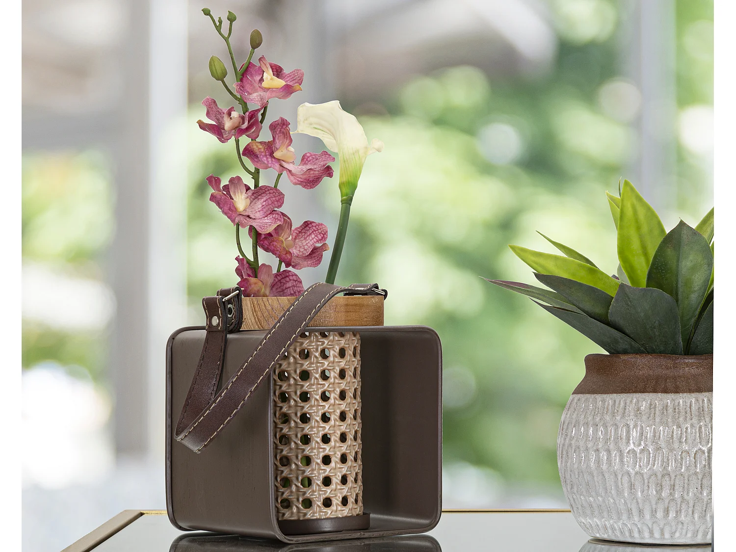 Lanterne en Métal Effet Rotin "Vintage" 20cm Multicolore