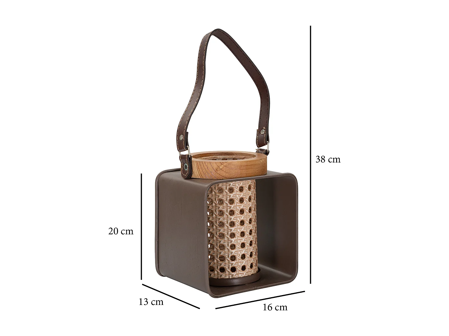 Lanterne en Métal Effet Rotin "Vintage" 20cm Multicolore