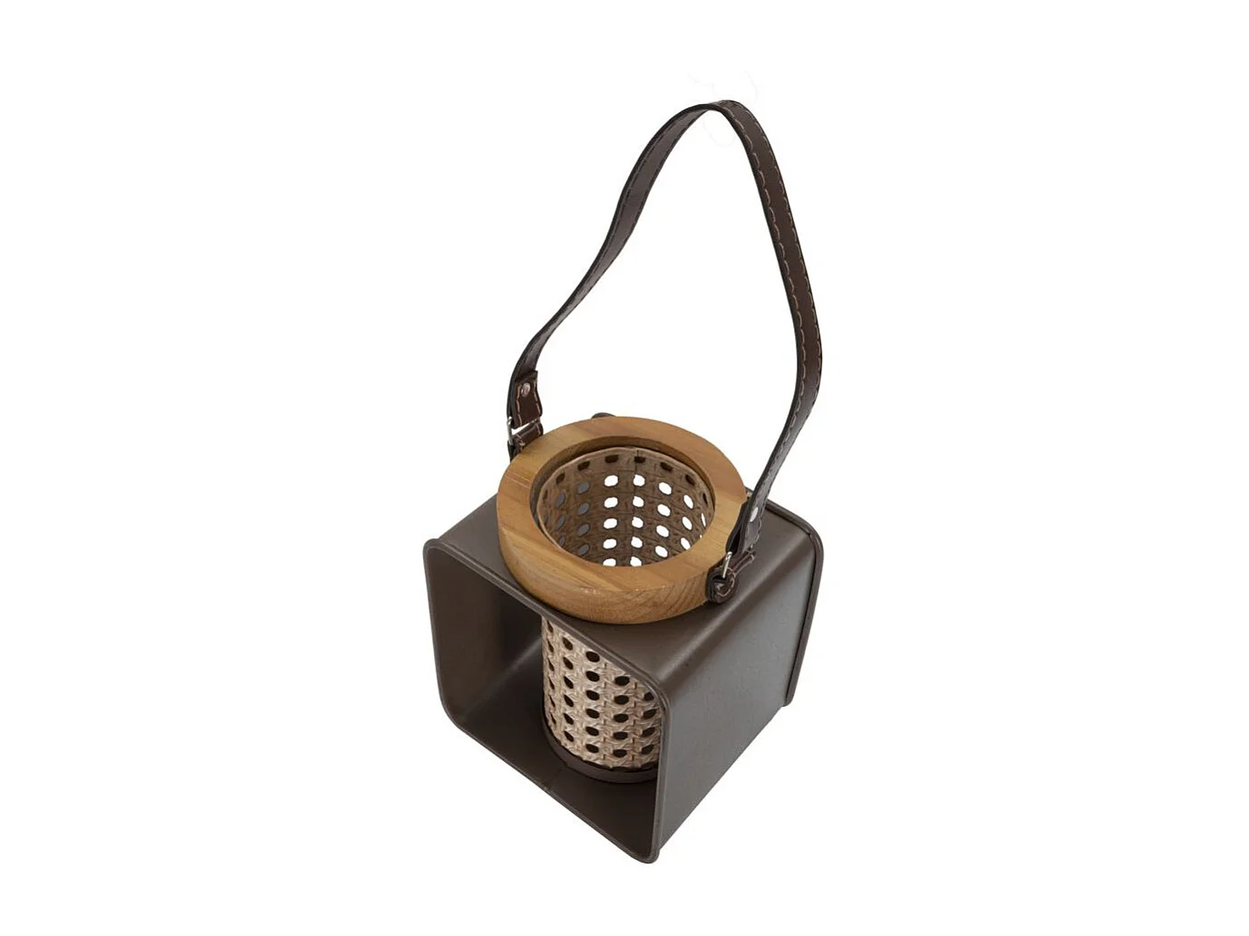 Lanterne en Métal Effet Rotin "Vintage" 20cm Multicolore