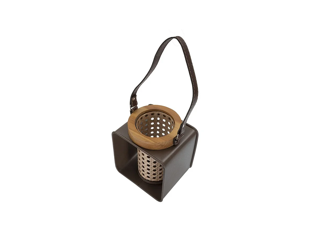 Bruine houten lantaarn 16x13x20 cm