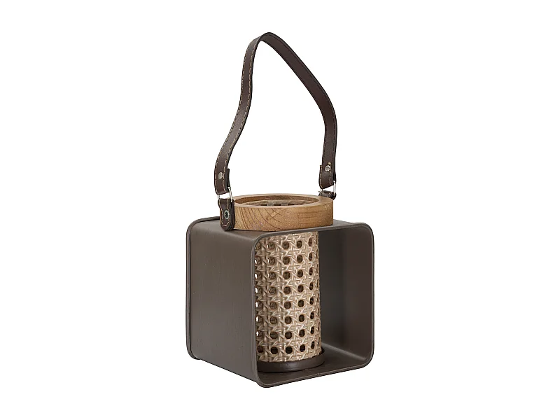 Lanterne en Métal Effet Rotin "Vintage" 20cm Multicolore