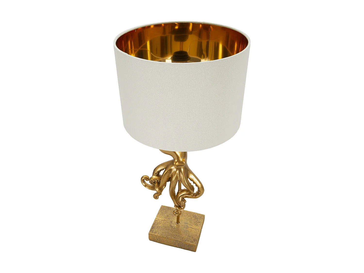 Lampe à Poser en Résine "Pieuvre" 64cm Or & Blanc