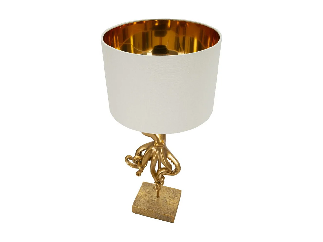 Lampe à Poser en Résine "Pieuvre" 64cm Or & Blanc