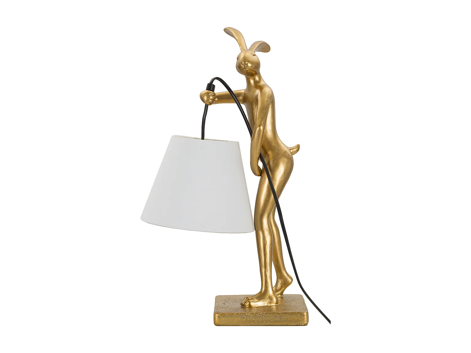 Lampe à Poser en Résine "Lapin" 47cm Or & Blanc