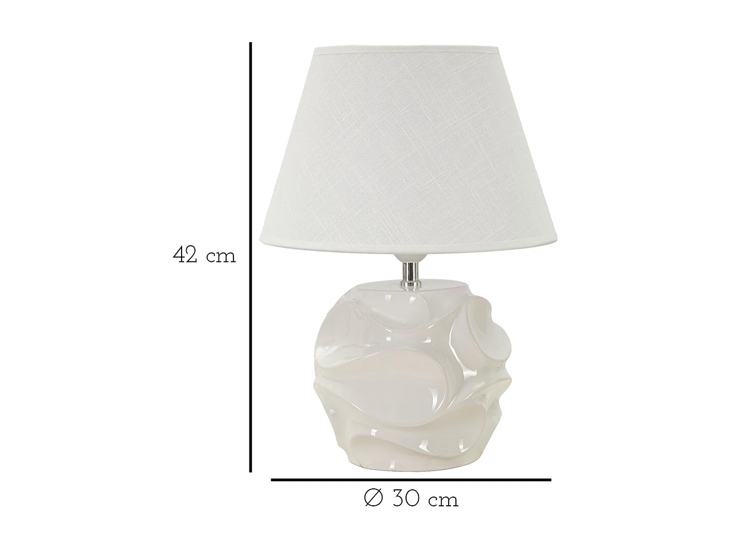 Lampada da tavolo in ceramica bianca Ø cm 30x42