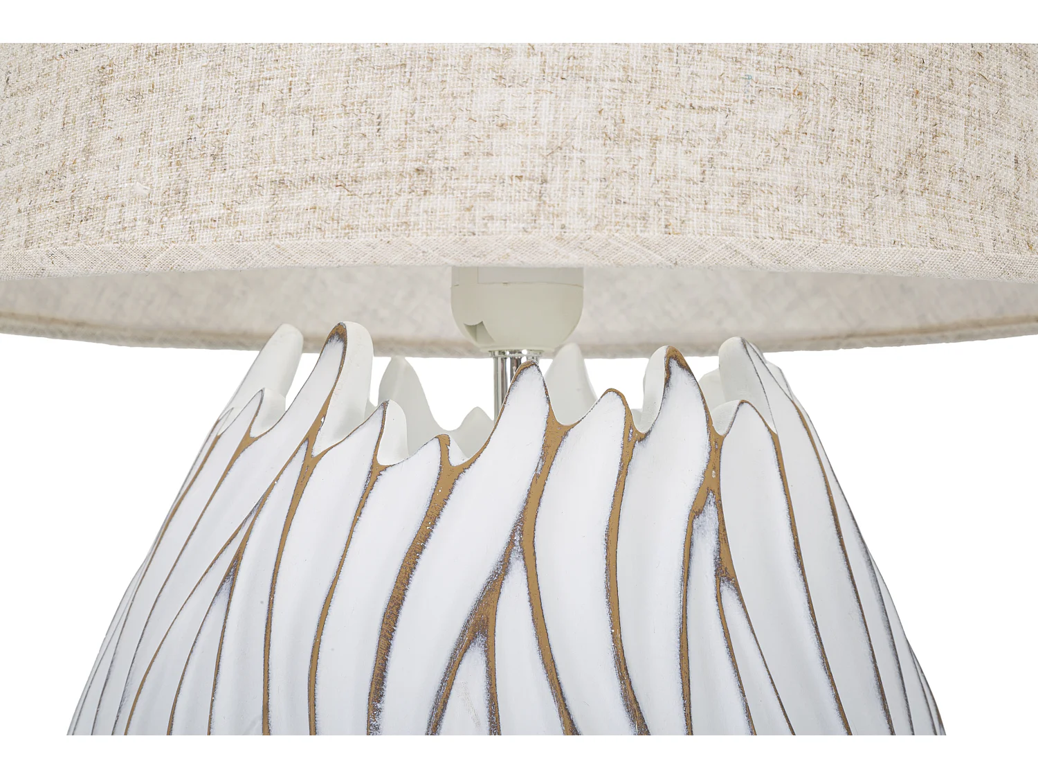 Lampe à Poser en Résine "Honduras" 48cm Blanc & Naturel