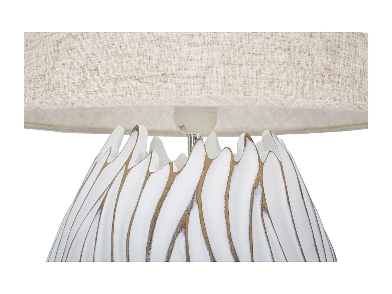 Lampe à Poser en Résine "Honduras" 48cm Blanc & Naturel