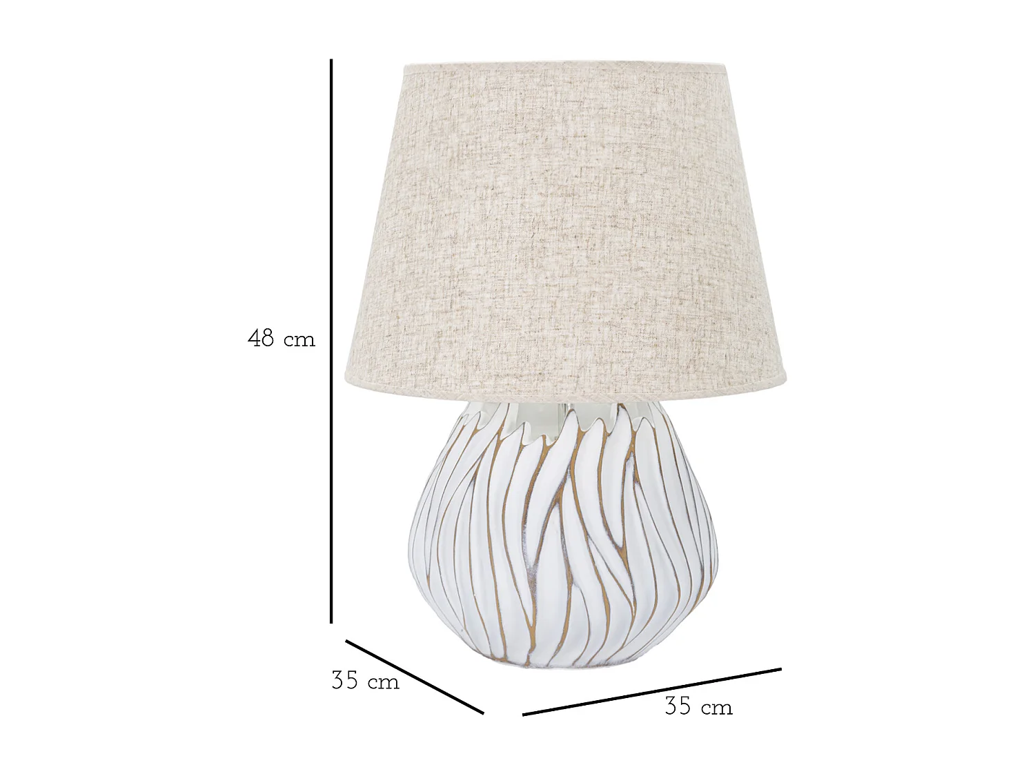 Lampe à Poser en Résine "Honduras" 48cm Blanc & Naturel