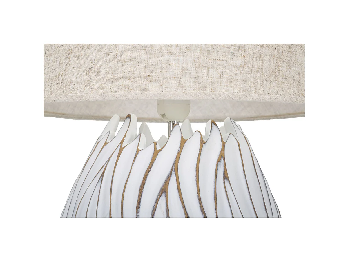Lampe à Poser en Résine "Honduras" 48cm Blanc & Naturel